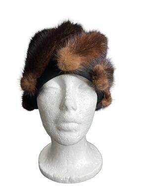 Vintage Mink Fur Hat Originals By Mr. M 60s Bucket Hat Brown Black Women's OS